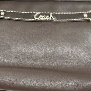 coach Leather Wristlet with Logo Hardware